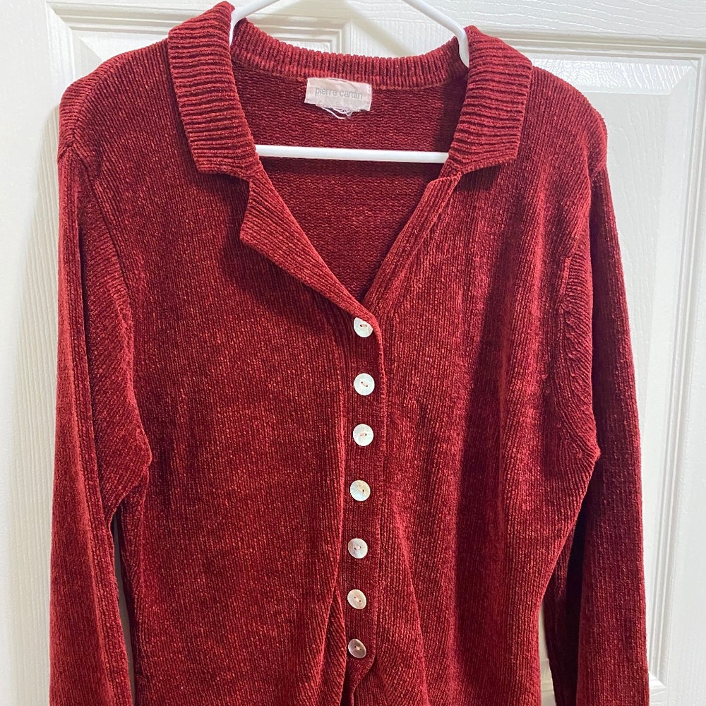 Vintage Red Pierre Cardin Size M Women’s Cardigan
